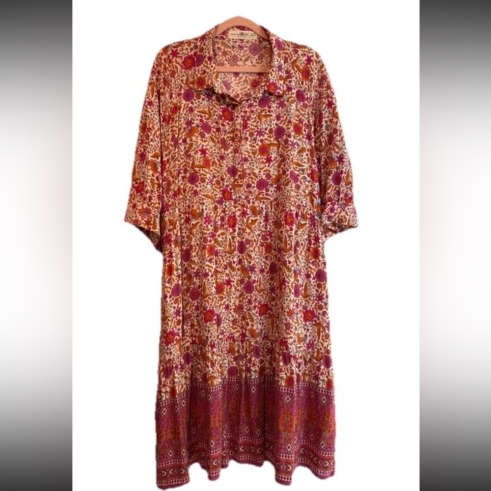 NATURAL LIFE Pink and Red Floral Midi Dress - Picture 2 of 6